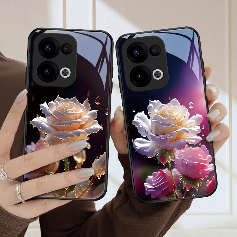 盛开花朵适用opporeno13pro手机壳Reno13保护套全包防摔散热玻璃
