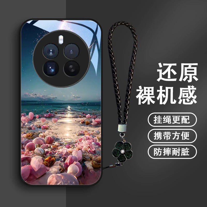 浪漫月色适用真我12pro+手机壳Realme12pro玻璃女款保护套防摔全
