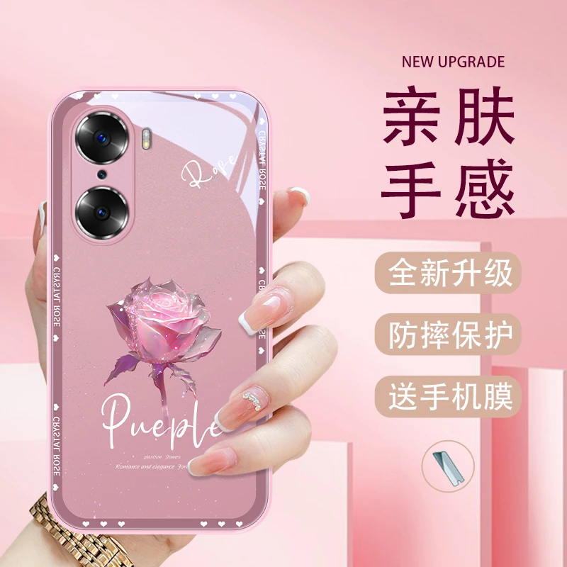 玲珑玫瑰适用华为荣耀60/60pro/60se手机壳荣耀50/50pro/50se玻璃