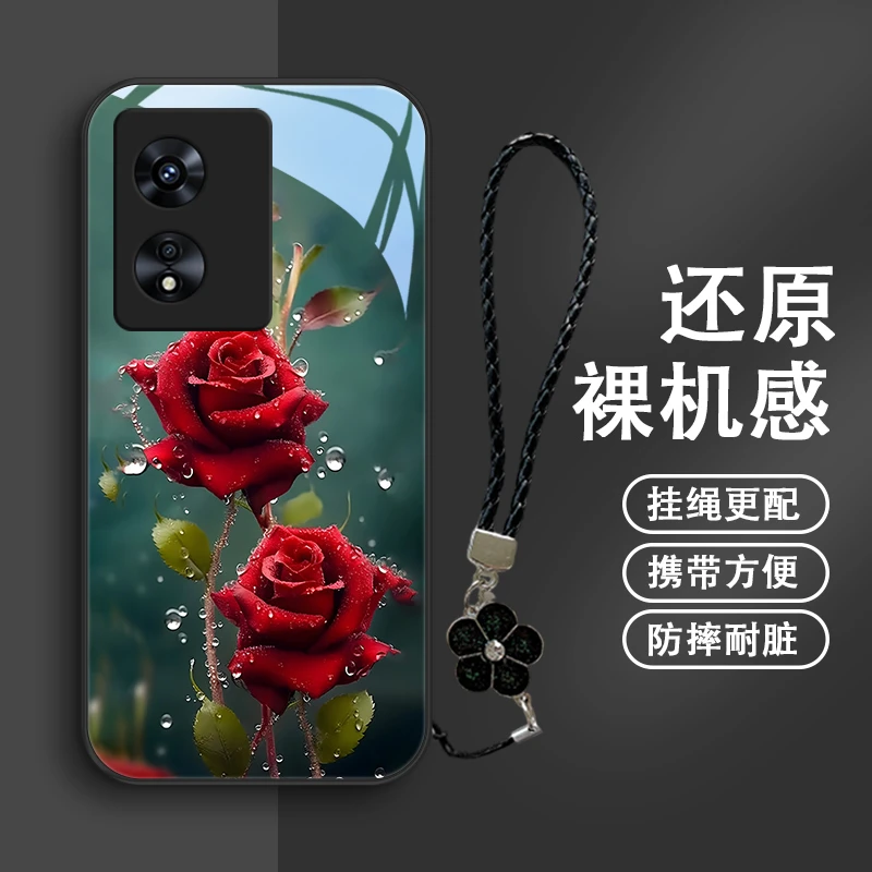 水晶玫瑰适用oppoa97手机壳A96挂绳a95可爱a93新款a93s个性a92s保