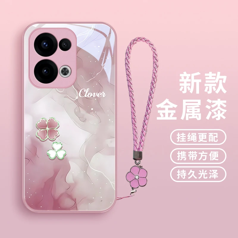四叶彩墨适用opporeno13pro手机壳Reno13女款挂绳创意高颜值高级