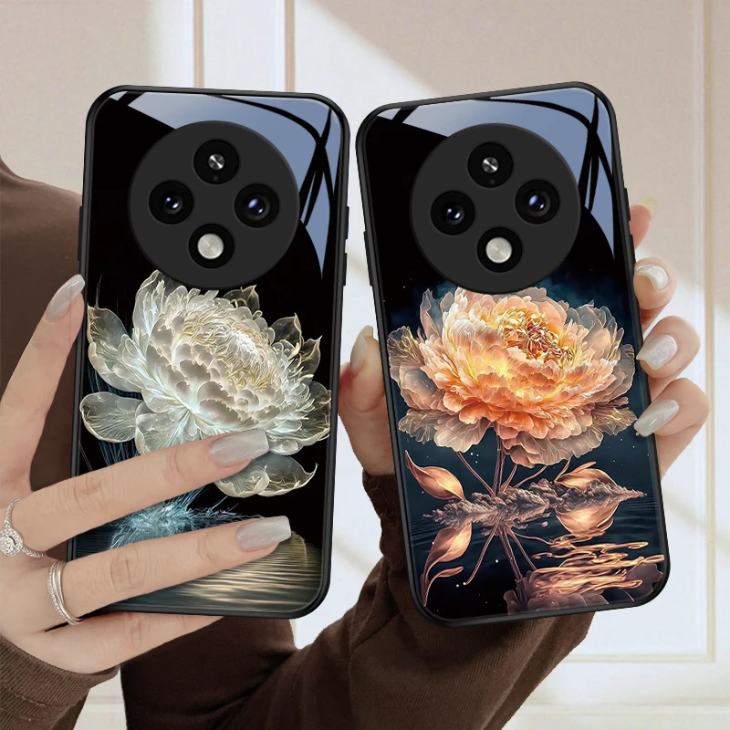 绽放莲花适用oppoa3pro玻璃A3pro女款保护套网红散热全包小众防摔