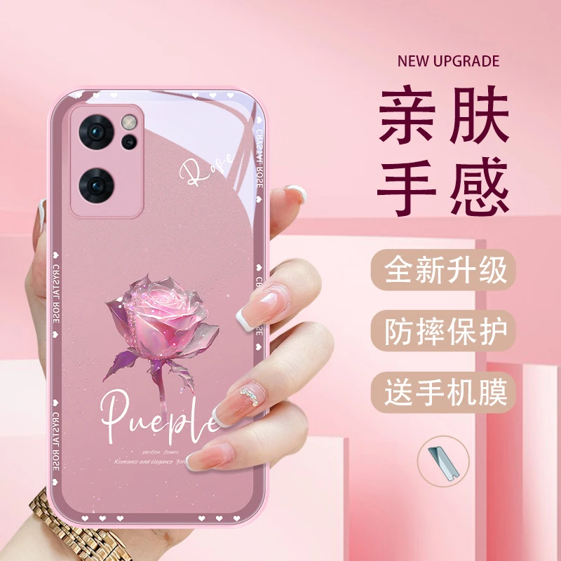 玲珑玫瑰适用opporeno7pro手机壳Reno7玻璃壳reno7se女款限量版保