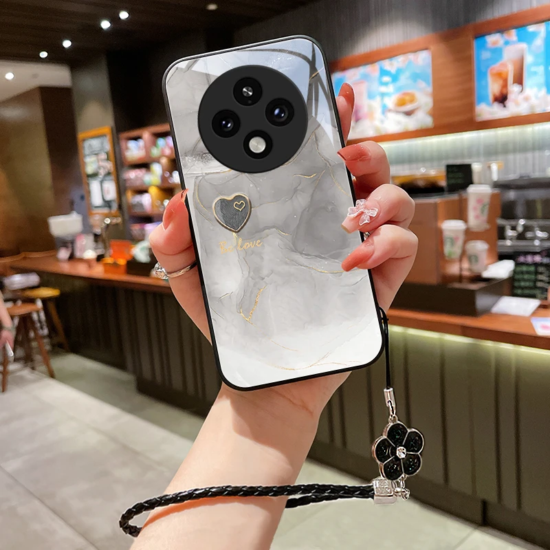 双重爱心适用OPPOA3Pro手机壳玻璃壳保护套防摔散热个性奢华新款