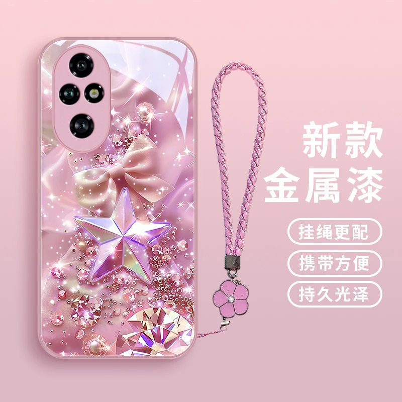 星钻闪闪适用华为荣耀200手机壳荣耀200pro玻璃防摔女款个性挂绳