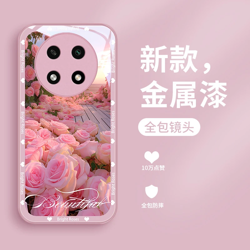 玫瑰花港适用oppoA2pro手机壳OPPOA2Pro超火女款推荐玻璃壳高颜值