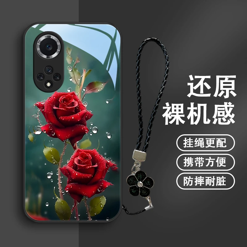 水晶玫瑰适用华为nova9手机壳Hinova9pro玻璃nova9se个性女款高级