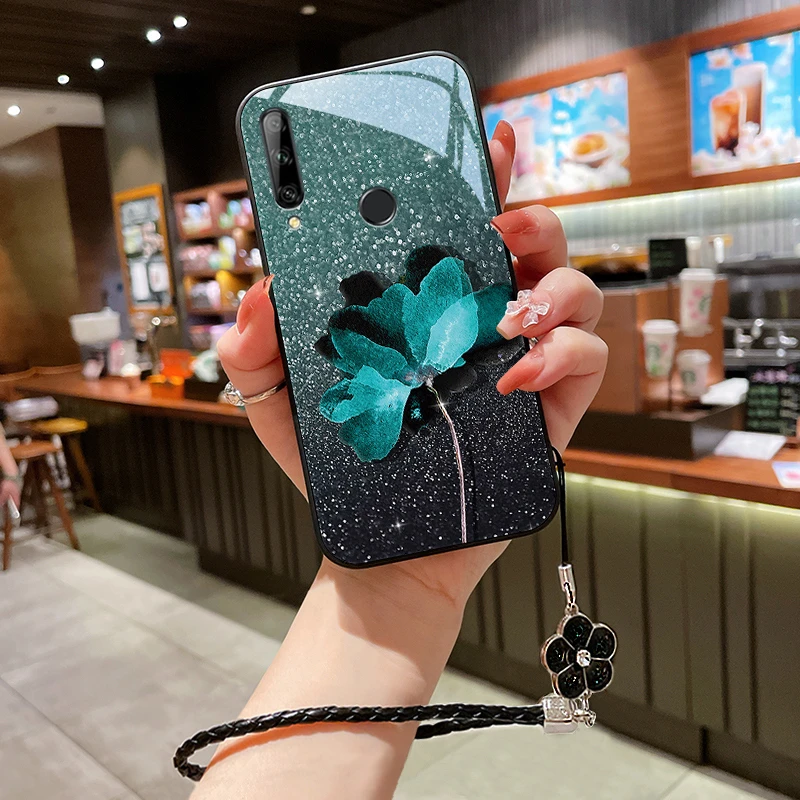 荧光花朵华为畅享10手机壳畅享10/e/s/plus玻璃女款挂绳防摔全包