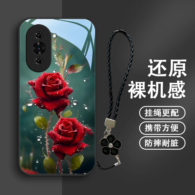 水晶玫瑰适用华为nova10手机壳Hinova10pro玻璃可爱nova10z个性女