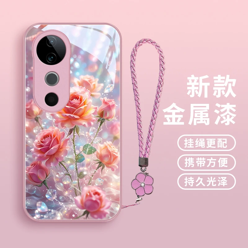 靓晶花朵适用VIVOS19手机壳vivos19pro玻璃防摔女款全包镜头高级