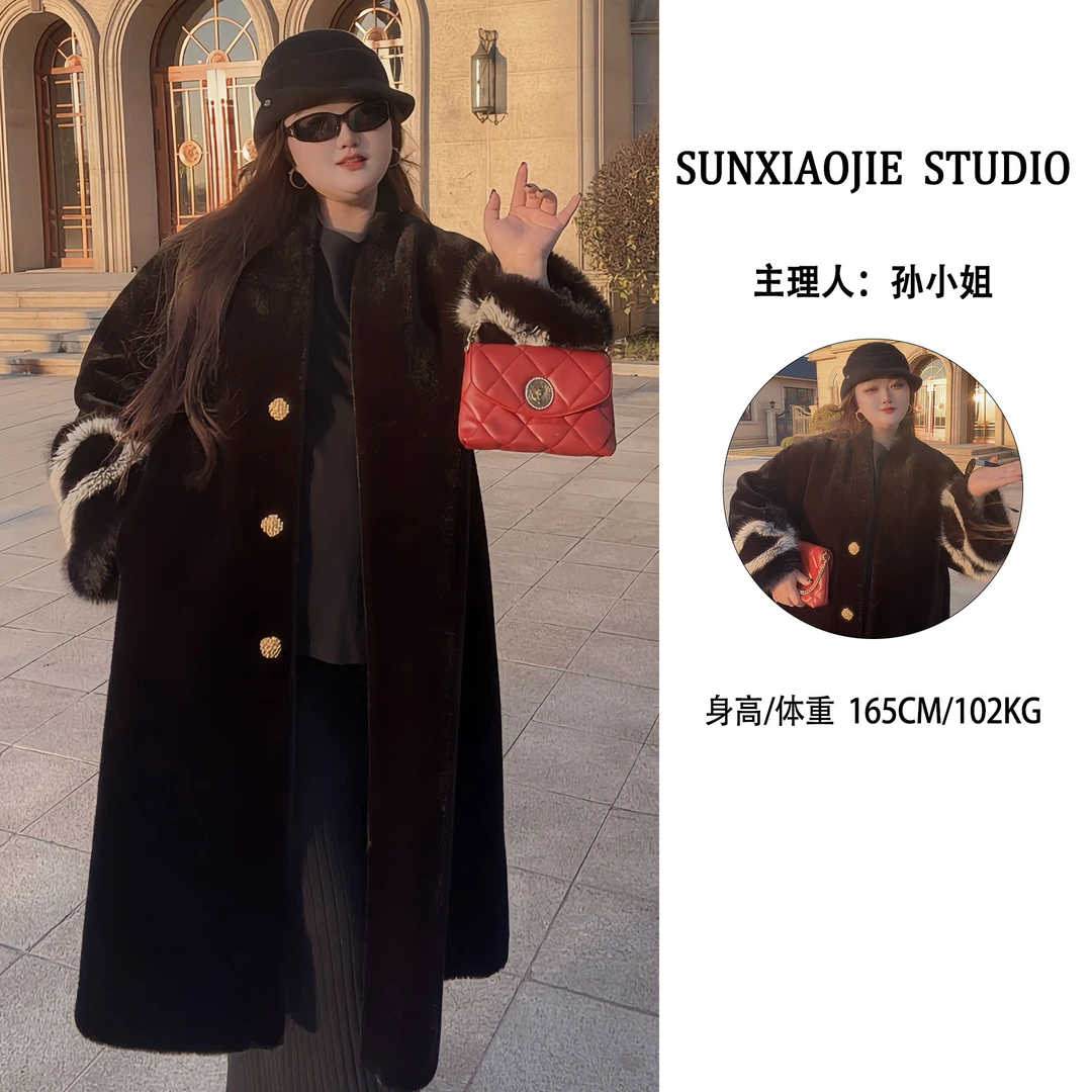 大码女装2024秋冬季新款黑色女士时尚气质中长款加厚设计师外套