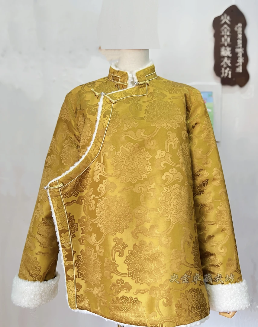 藏式新款提花素边加毛外套 斜襟民族风外套