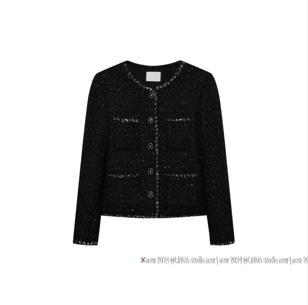 【星河秘境】2024秋冬轻奢高级感粗花呢新款气质显瘦小香风外套女