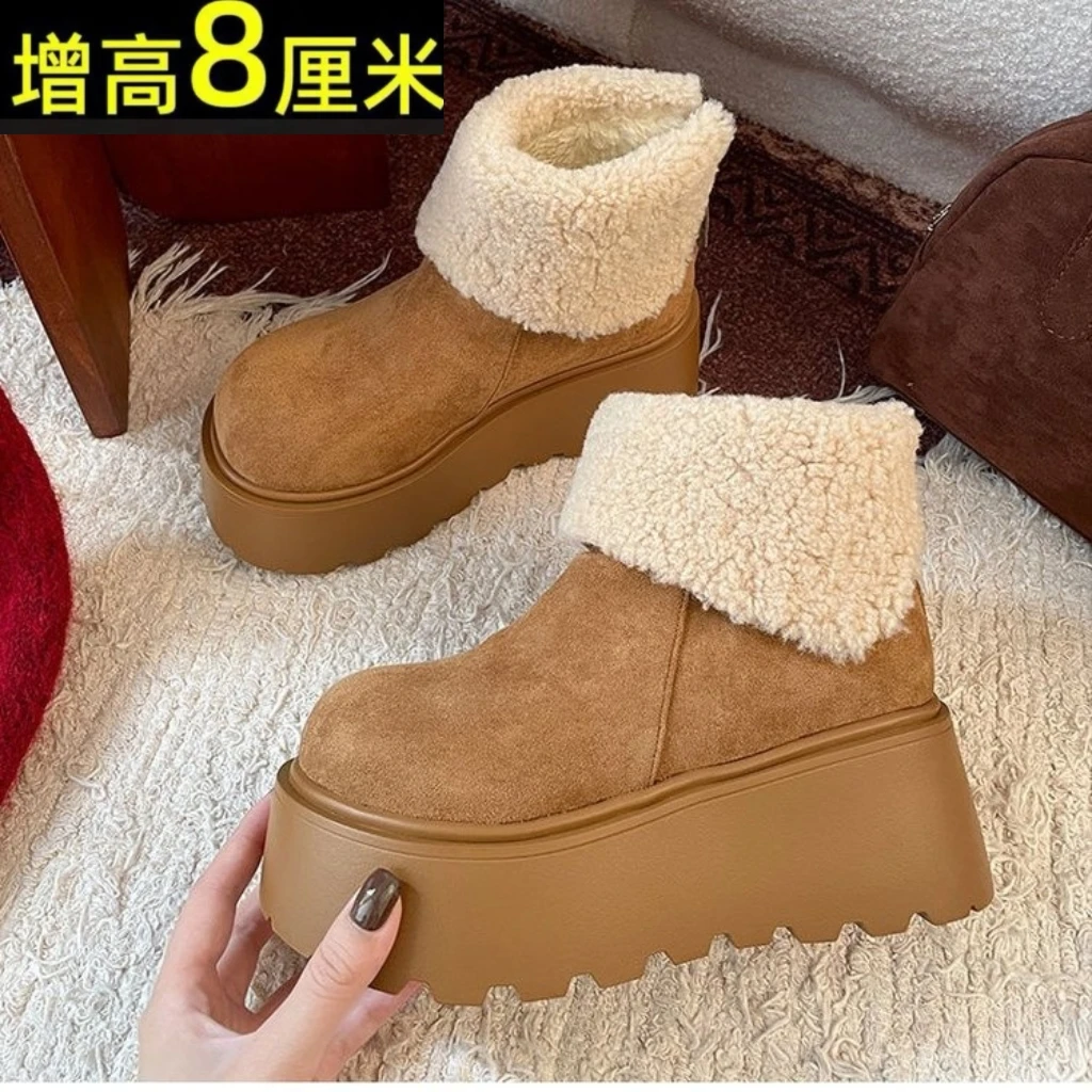 增高厚底女2025冬天新款超火复古百搭加绒小个子休闲保暖雪地靴冬