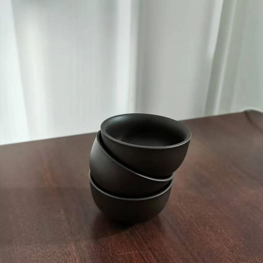 紫砂元宝杯三个家用茶杯