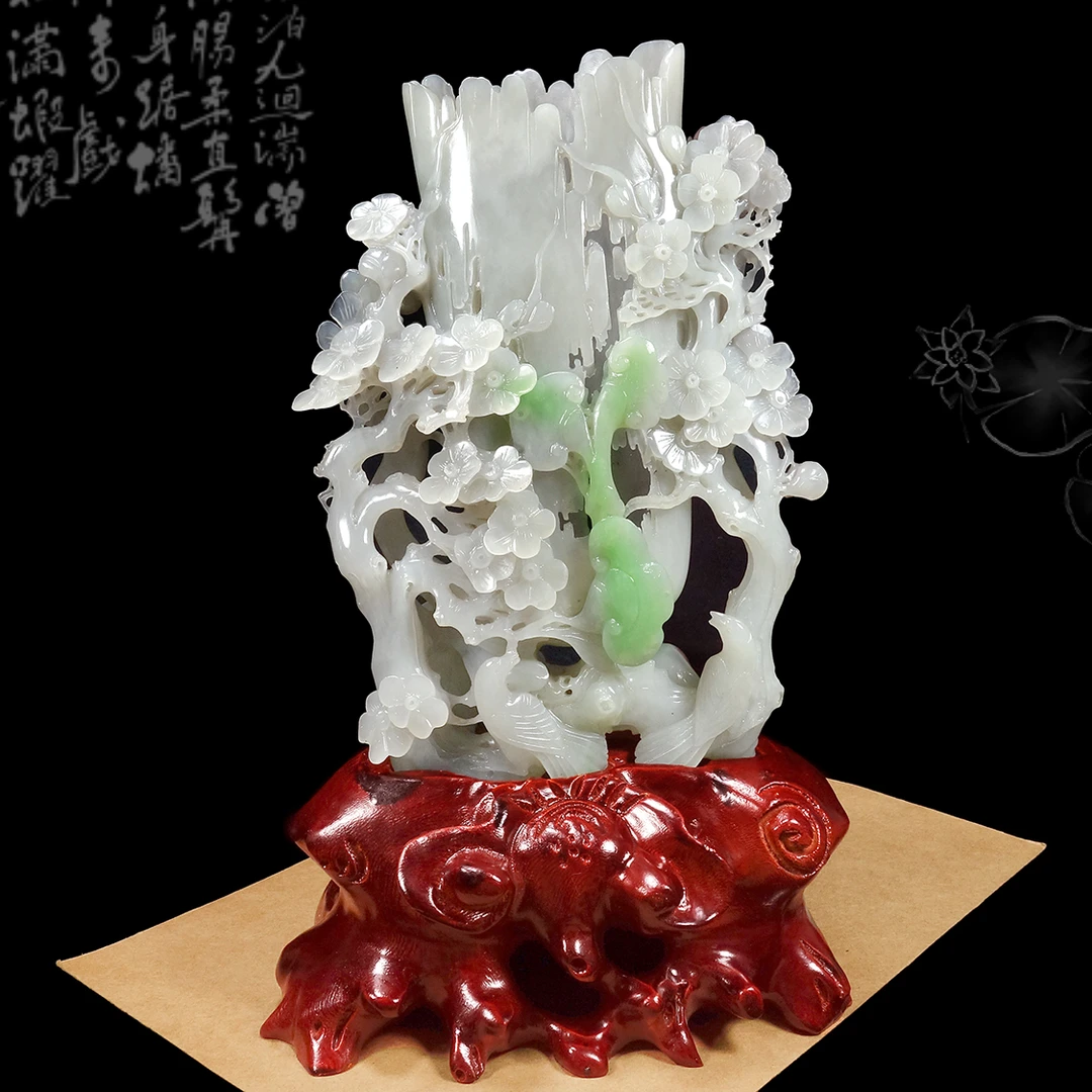 【玉雕大师作品】 和田玉 《喜上眉梢》摆件