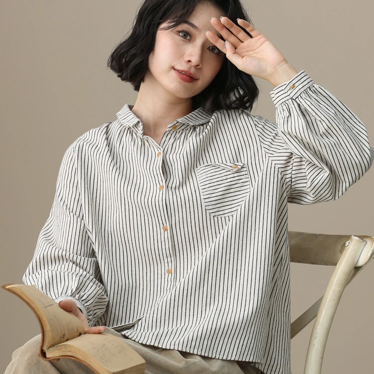 气质纯棉条纹衬衫外套女2025新款上衣冷淡系高级感法式衬衣百搭