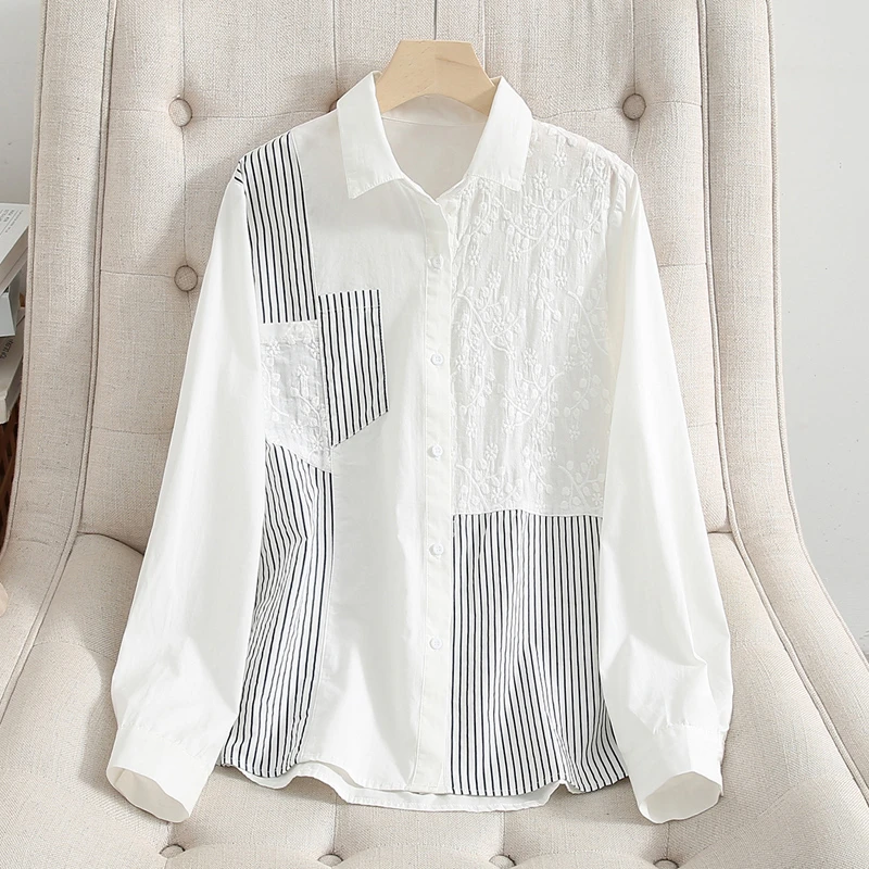 蕾丝打底衫女士春秋2025年新款长袖时尚洋气爆款小衫衬衫条纹上衣