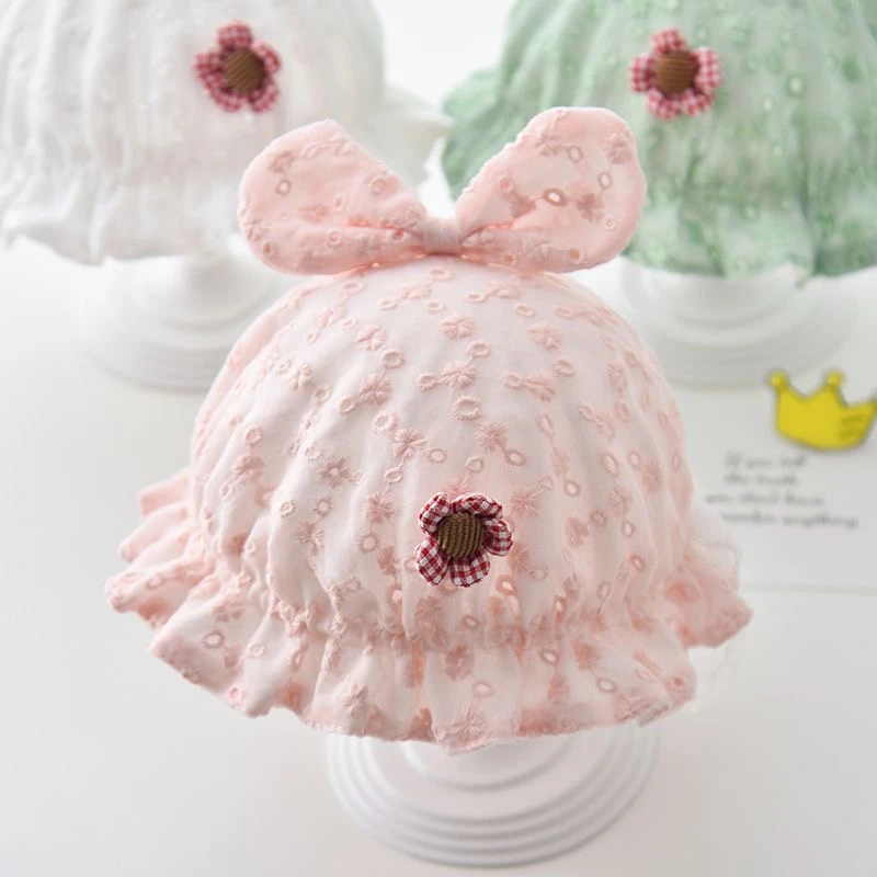 韩版宝宝帽子秋款新生儿胎帽女宝宝护囟门蕾丝花边公主系带宫廷帽