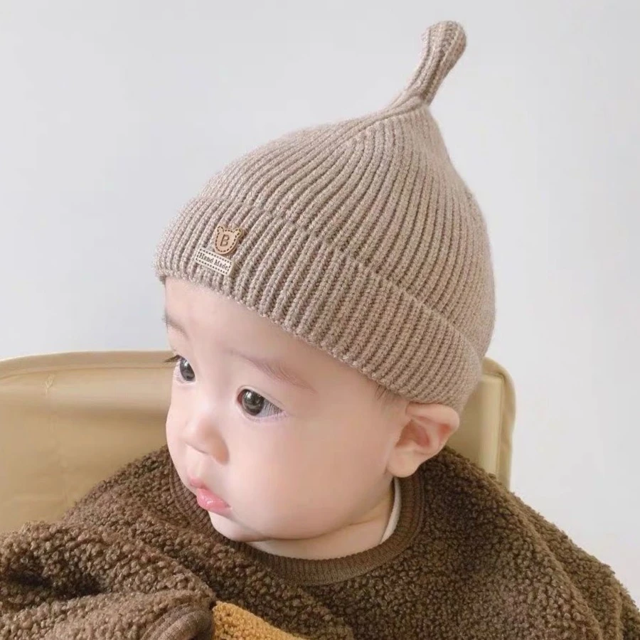 韩版婴儿帽子秋冬0-6-12个月宝宝毛线帽保暖帽套头帽婴幼儿护耳帽