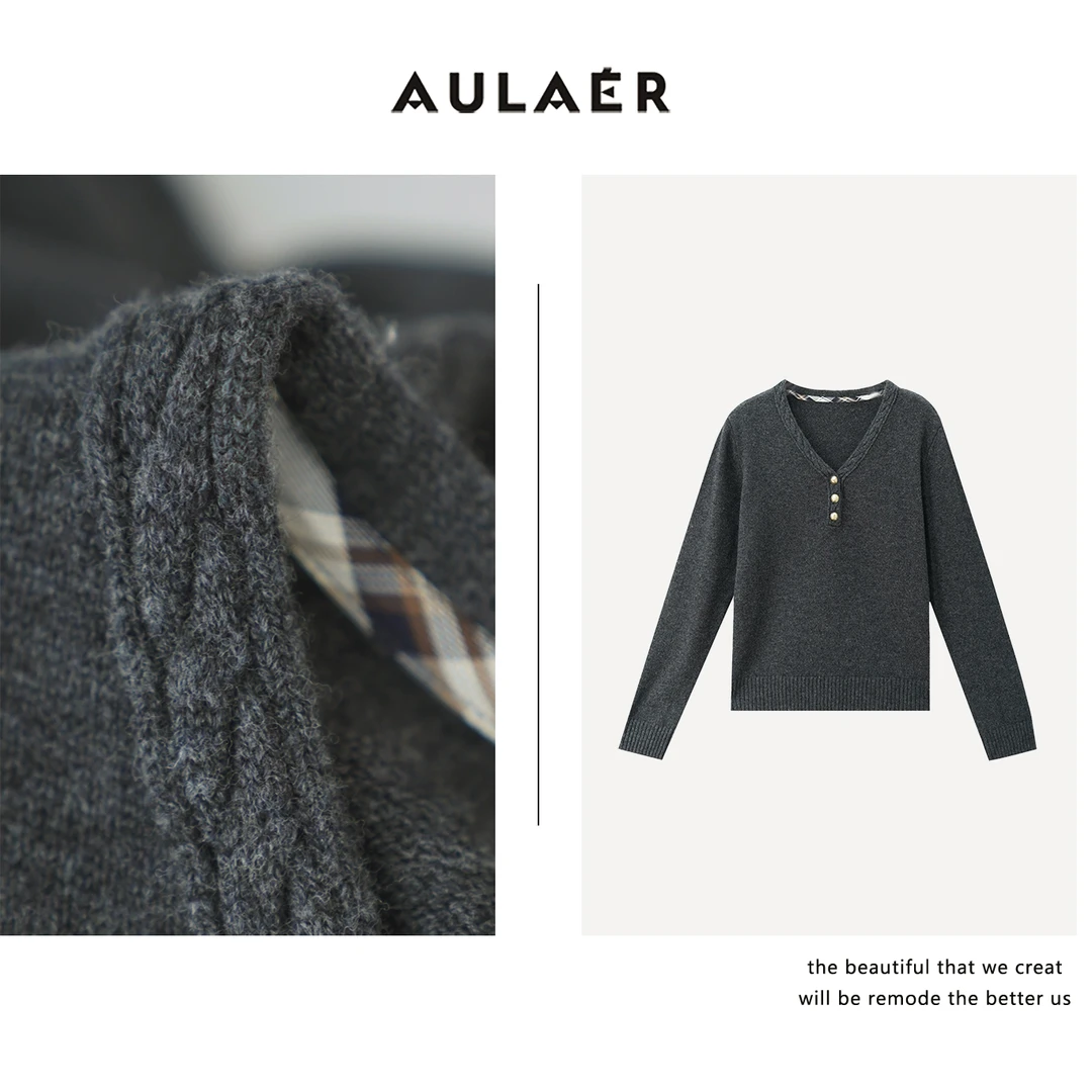 AULAER/澳拉尔【安琳专属】老钱风立体绞花定染纱针织衫ALE234475