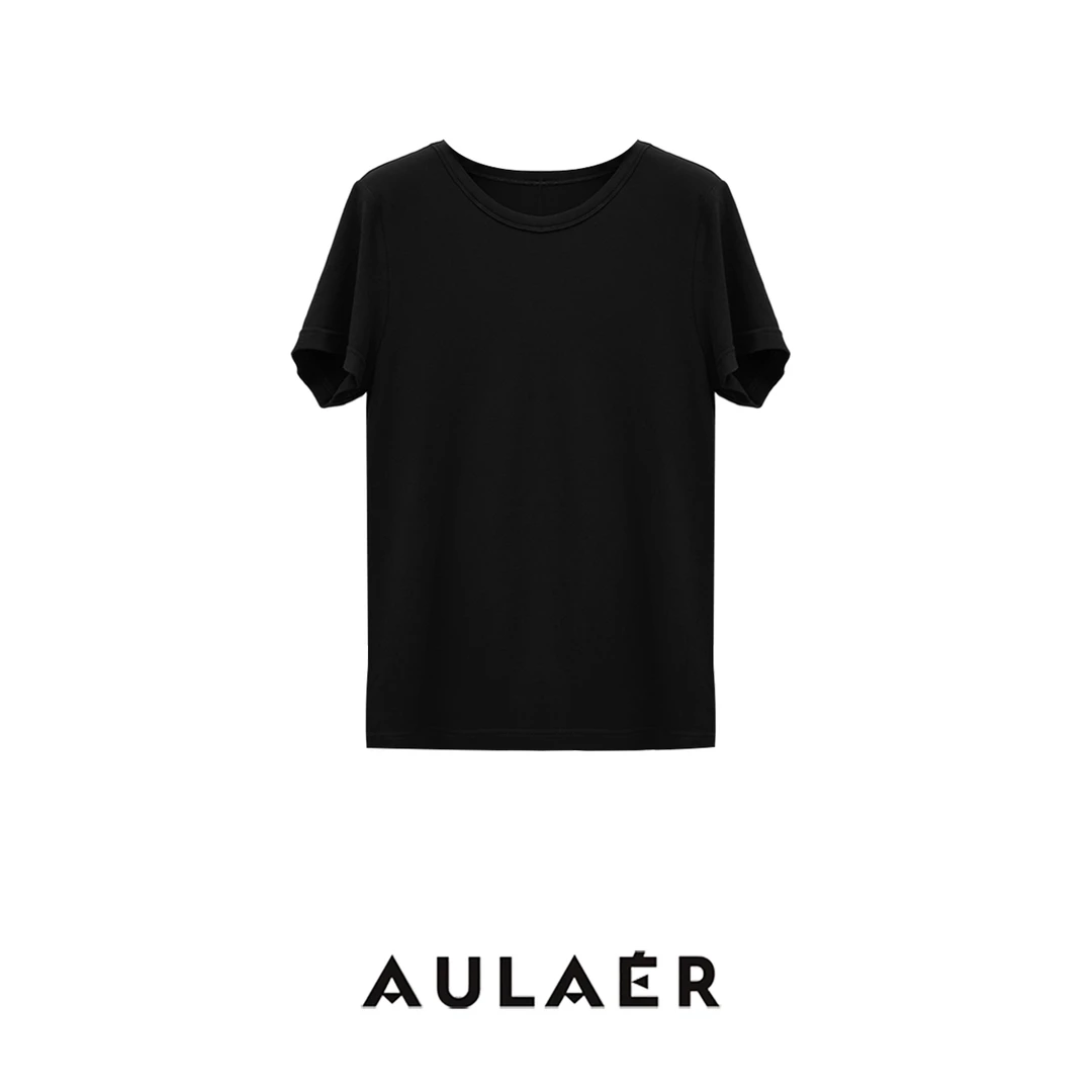 AULAER/澳拉尔 【可可专属】纯色透气简约T恤ALE451144