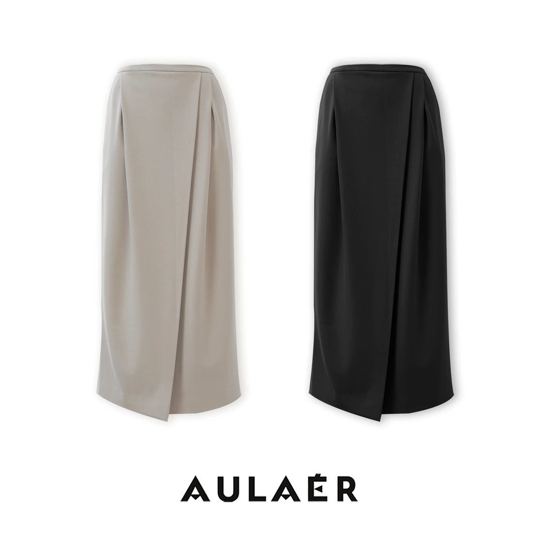AULAER/澳拉尔【可可专属】茧型抗皱气质简约百搭半身裙ALE51118