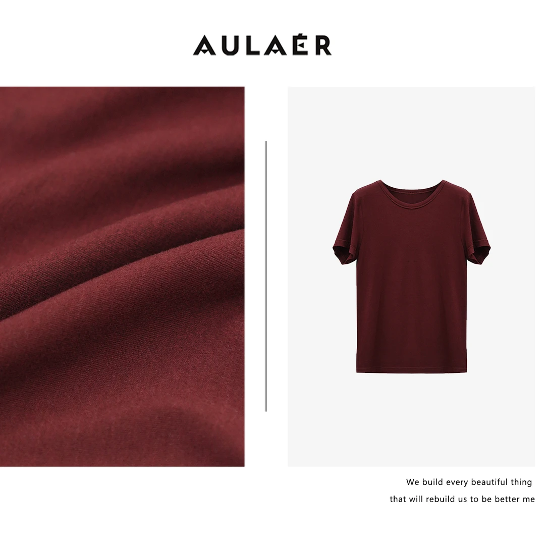 AULAER/澳拉尔 【安琳专属】纯色透气简约T恤ALE451144