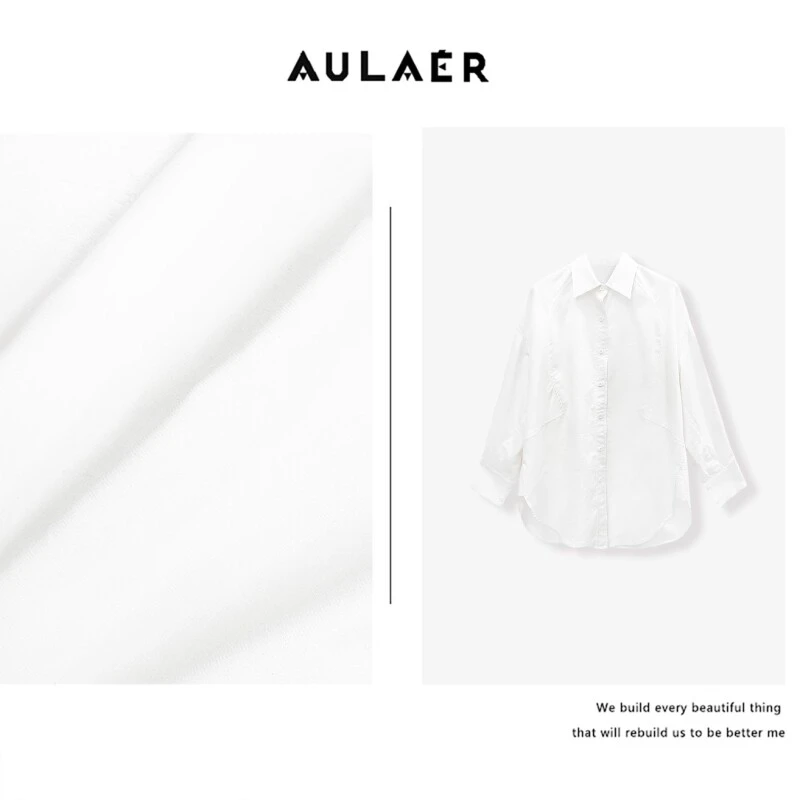 AULAER/澳拉尔【可可专属】设计感圆摆衬衫ALE11553