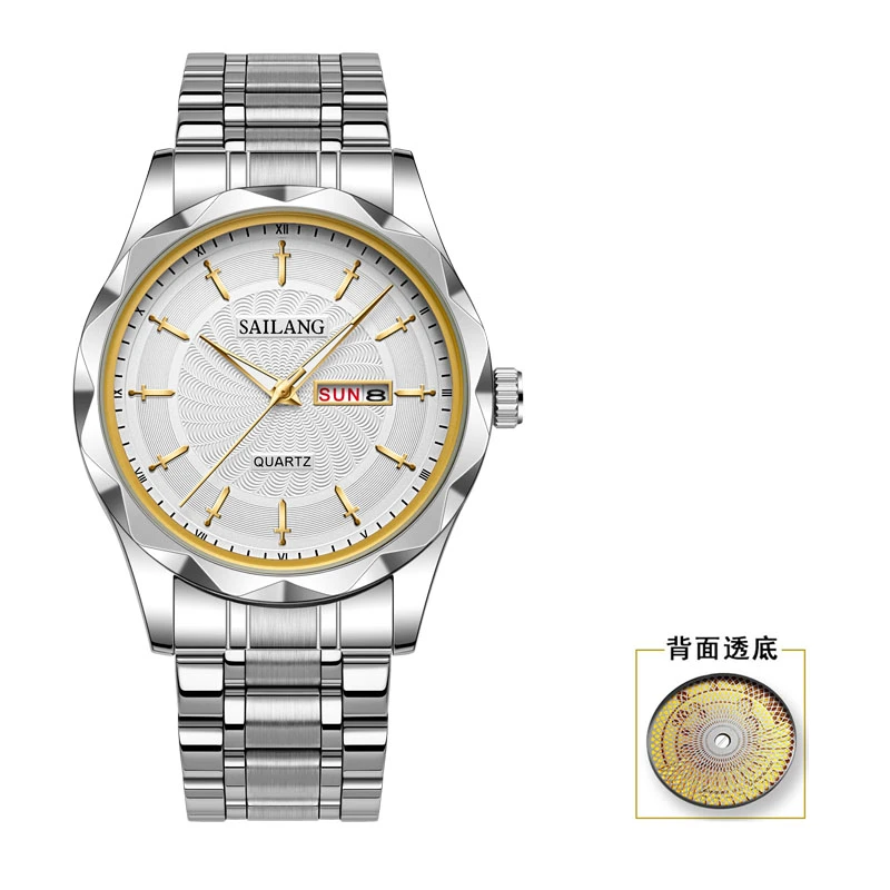 【商】十二剑士系列男士手表商务手表实心钢带背透飞轮男士腕表6619