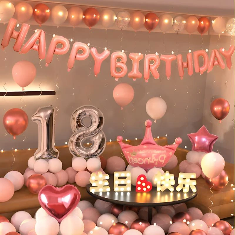 网红生日装饰18岁女儿成人礼女生装饰场景生日布置女孩宝宝派对
