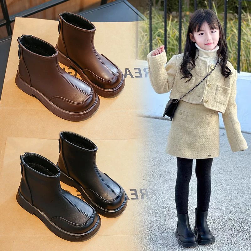 女童靴子2025新款秋冬儿童马丁靴冬季皮靴女宝宝鞋子西北短靴