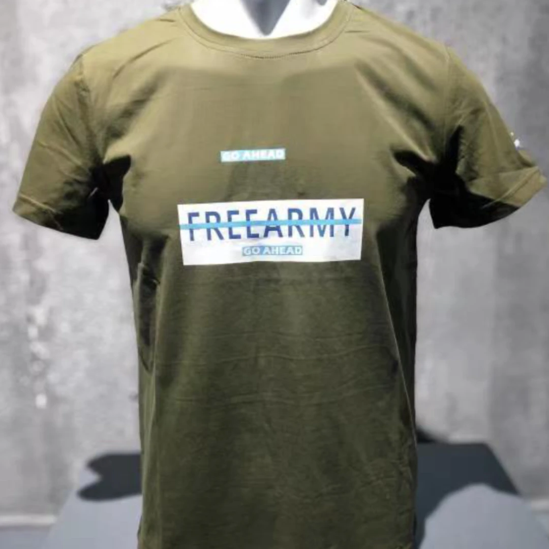 自由战士男士户外圆领休闲百搭透气薄款字母时尚棉短袖MS-6995