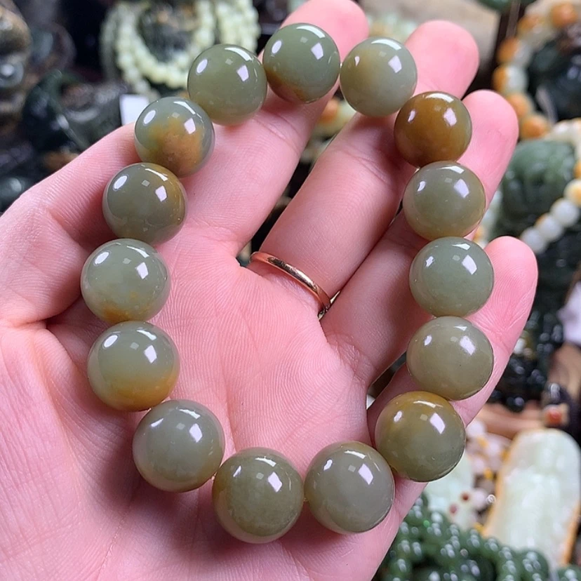 【闪购商品】岫岩河磨玉(透闪石质玉)手串未镶嵌思*2