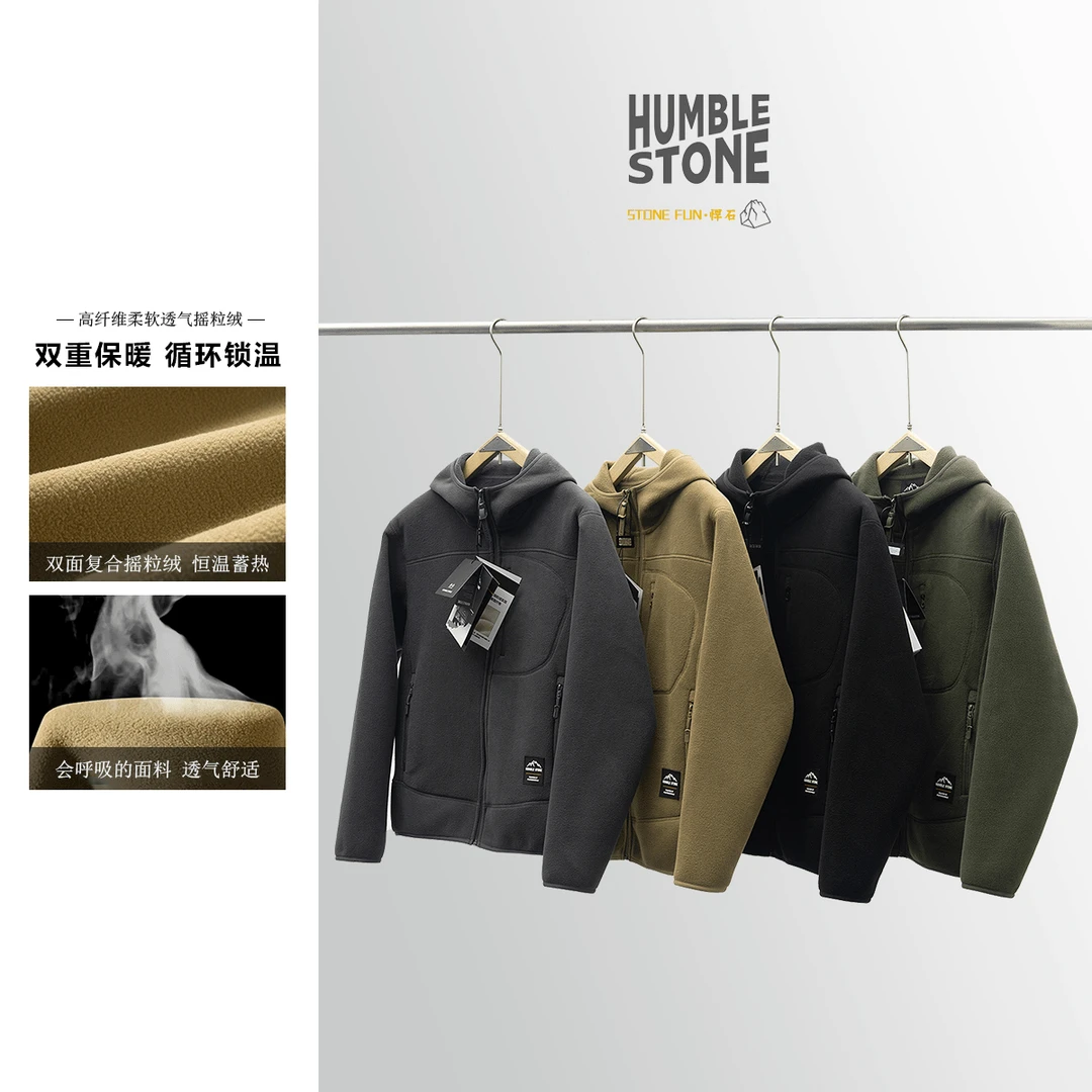 连帽户外百搭【摇粒绒】立体裁剪 贴布休闲加厚保暖男女外套24099