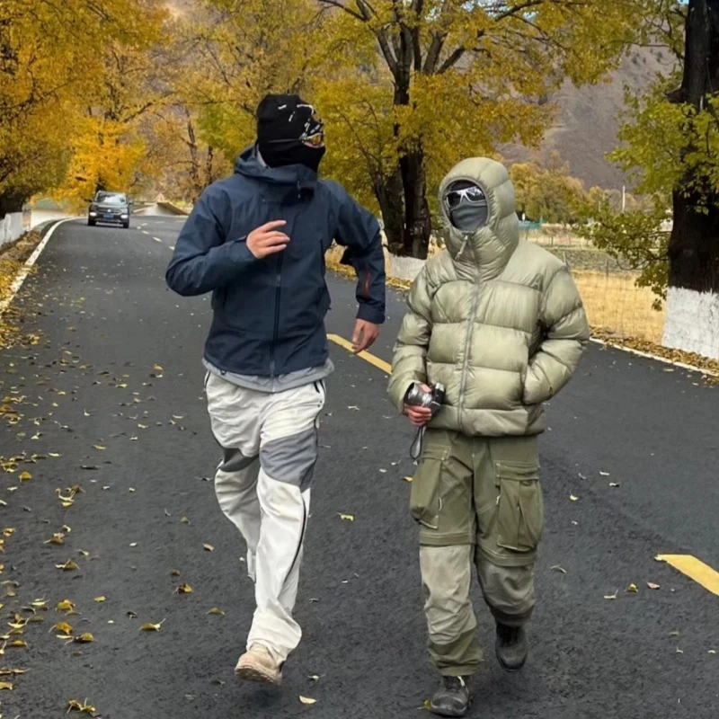 城市户外机能款男女情侣款撞色轻量化宽松连帽棉服潮36167