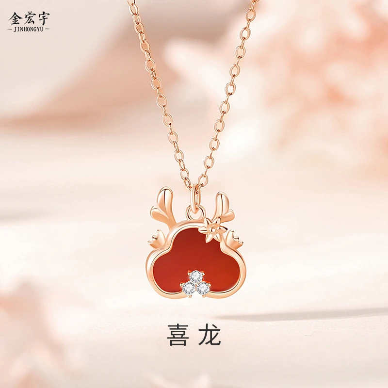 非金属项链 原创龙项链女气质复古国潮轻奢生肖龙年锁骨链吊坠