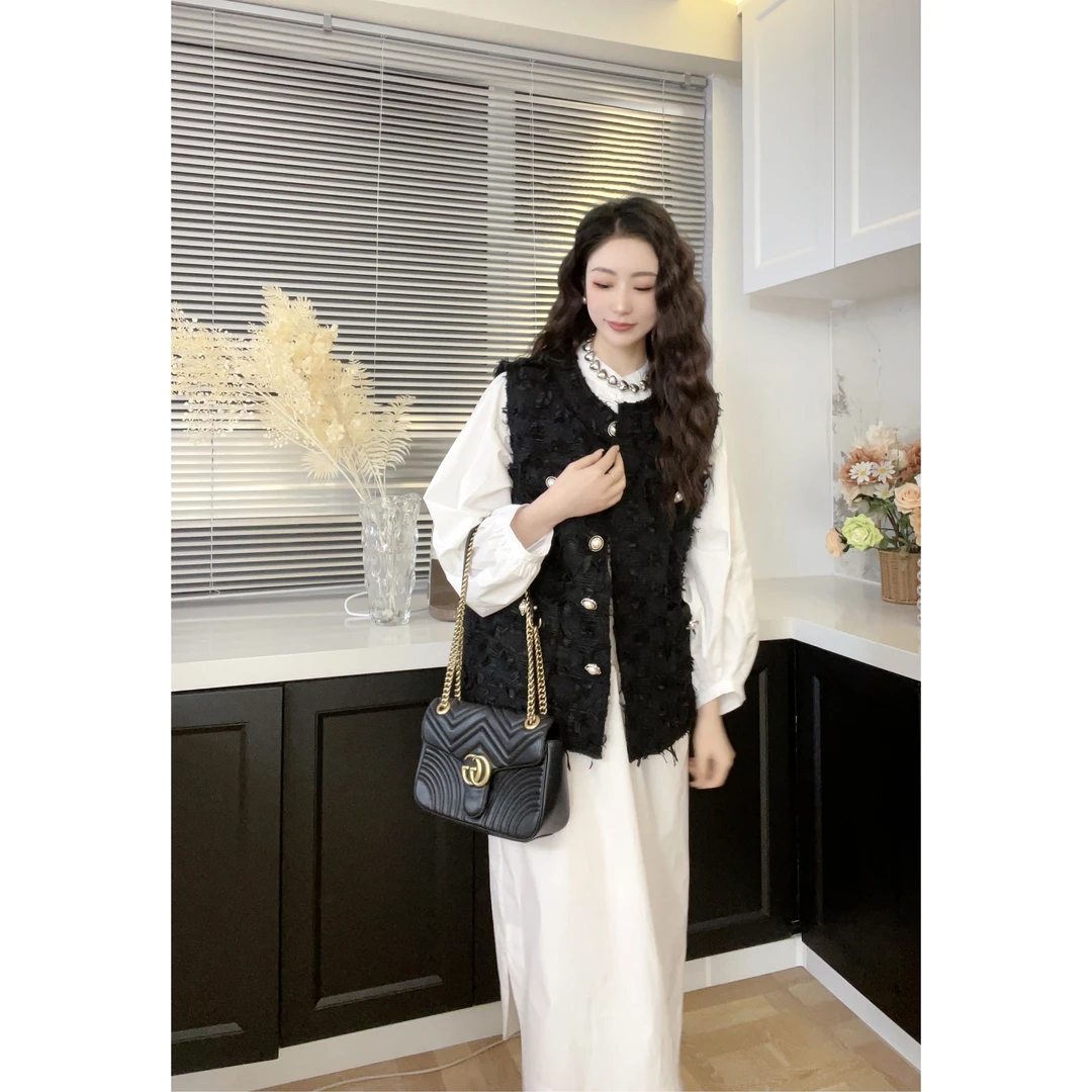 【胡UU】韩系宽松复古小香风流苏马夹4035-2-t