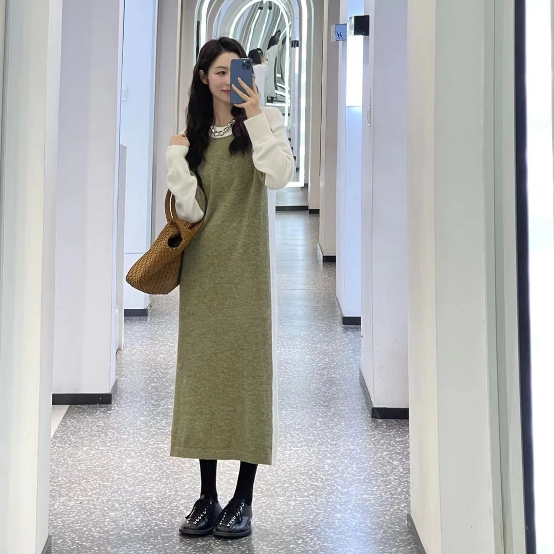 【胡UU】韩系简约前后撞色显瘦连衣裙31013-1-3-t