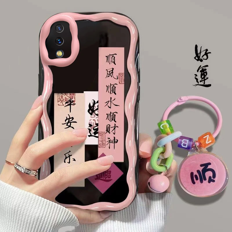 顺风顺水vivoy93手机壳V1818A耐脏软壳气囊防摔ins风奢华潮流挂坠