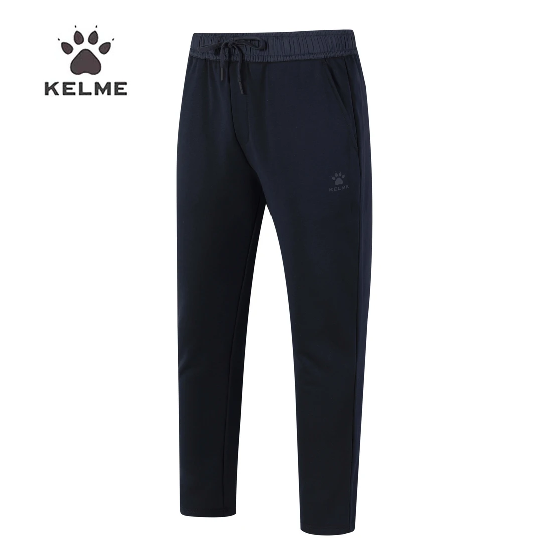 KELME卡尔美秋冬弹力直筒加绒长裤训练运动加厚长裤男士休闲裤