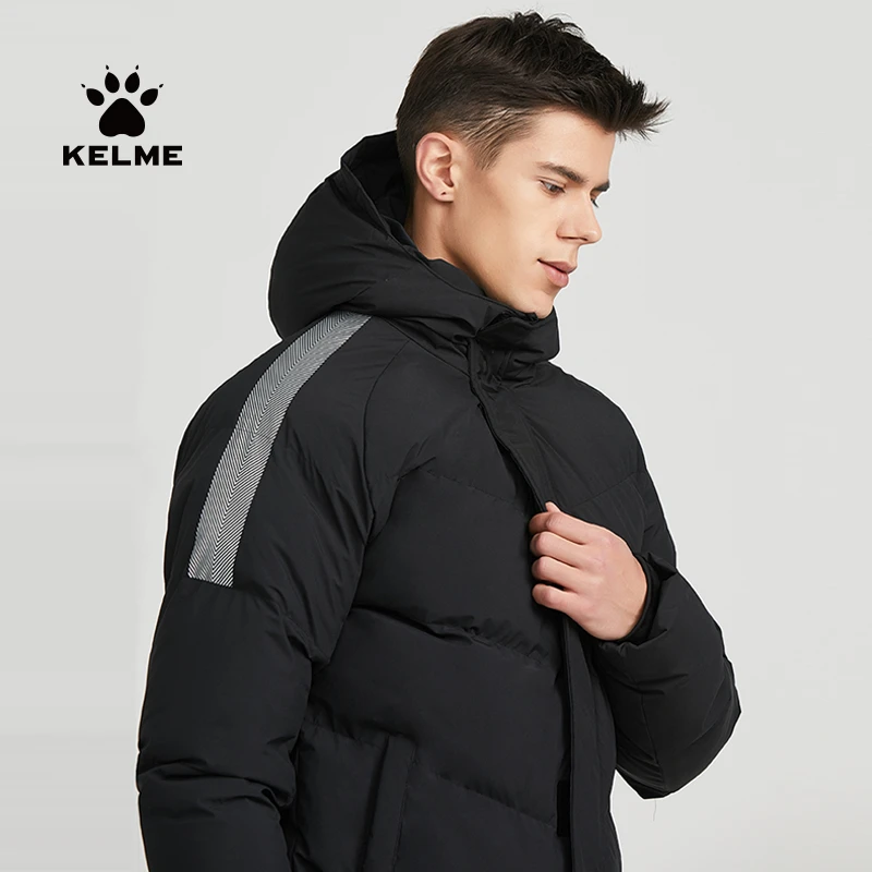 卡尔美官方正品冬季「连帽中款棉服」男子足球训练加厚保暖棉衣外套