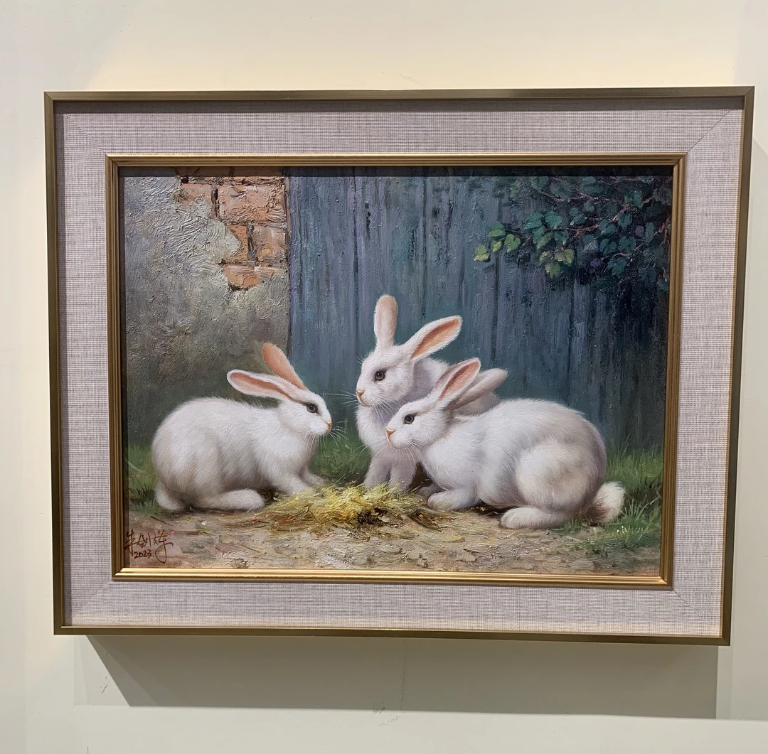 手绘动物油画  抽象画 写实画 房间 过到 书房挂画，