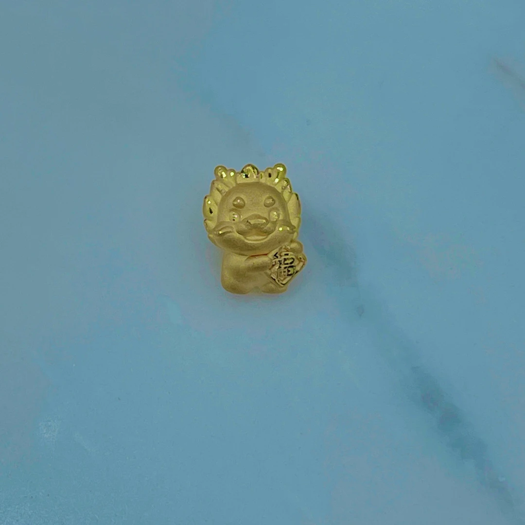 DS【萃华金店】黄金 十二生肖吊坠 龙 手工编织 时尚百搭  精致可爱