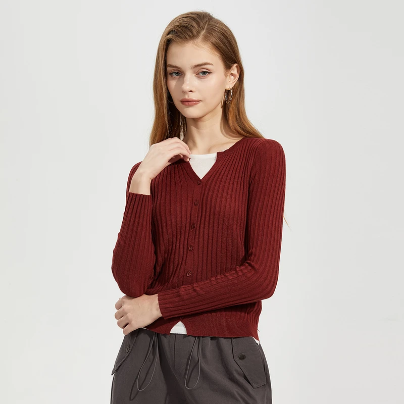 【商场同款】H2203243针织衫长袖短款时尚百搭宽松修身圆领秋冬