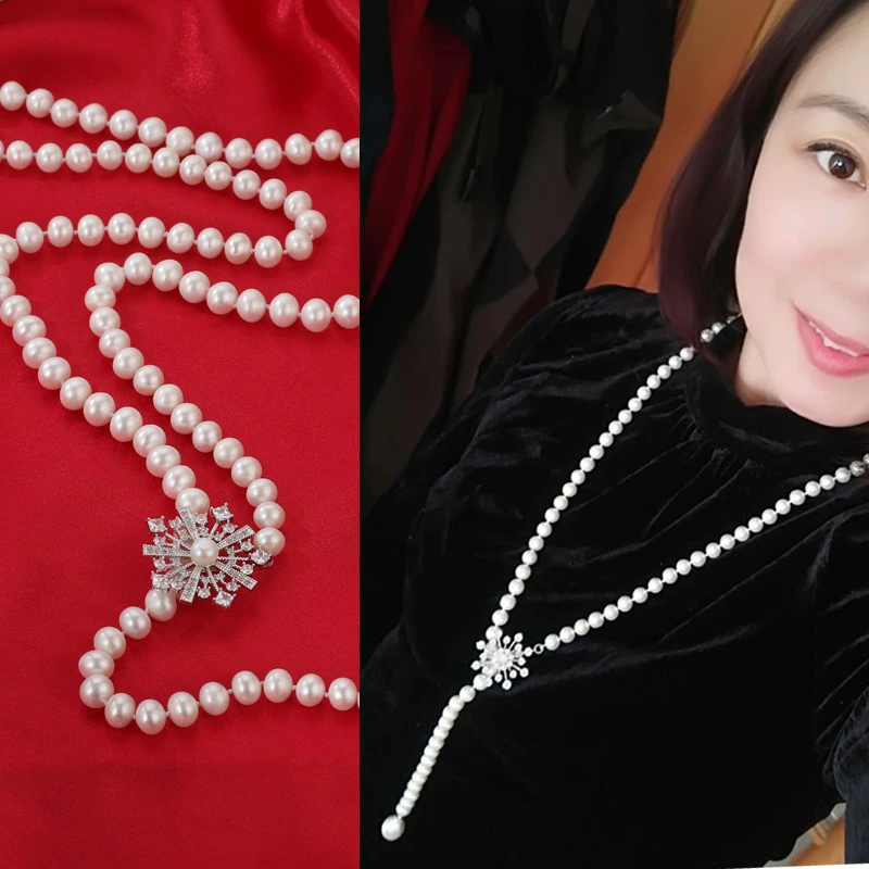 天然淡水珍珠毛衣链项链长款气质百搭配饰秋冬毛衣配饰多样性发一