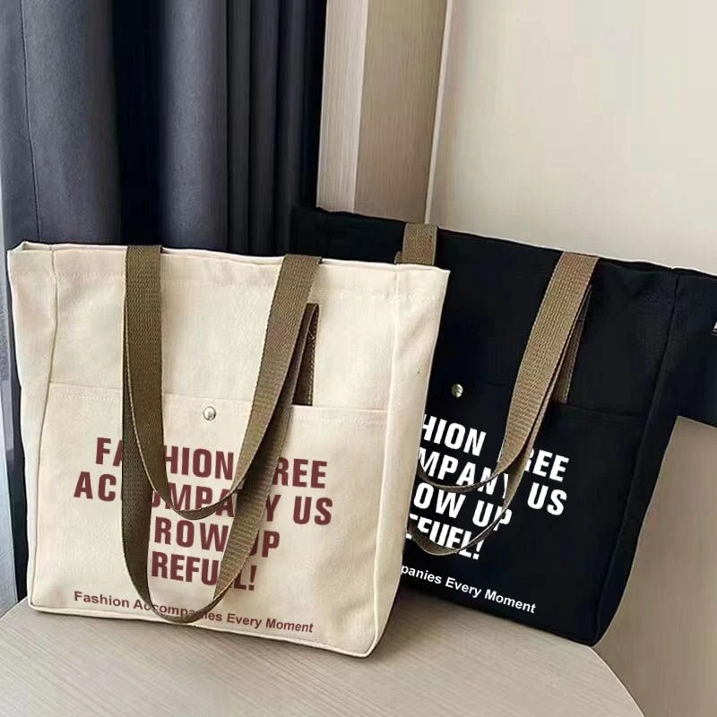 帆布包女ins森系百搭单肩包学生上课通勤包手提布袋包时尚简约