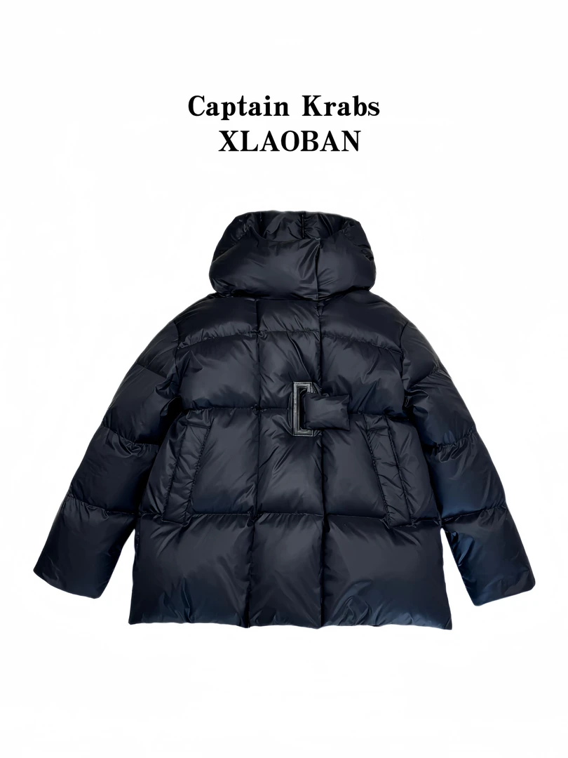 2024新款白鸭绒休闲中长款宽松韩版百搭连帽潮流保暖冬季羽绒服