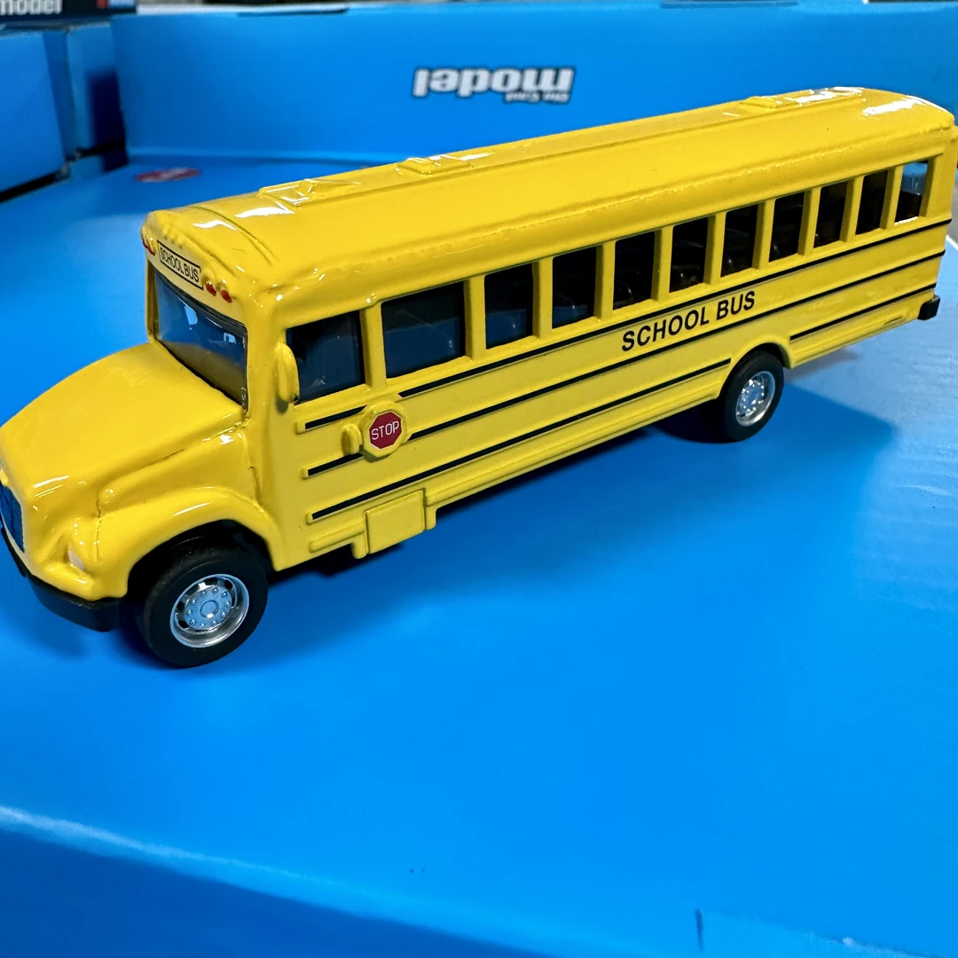 全合金校车黄色巴士回力汽车玩具