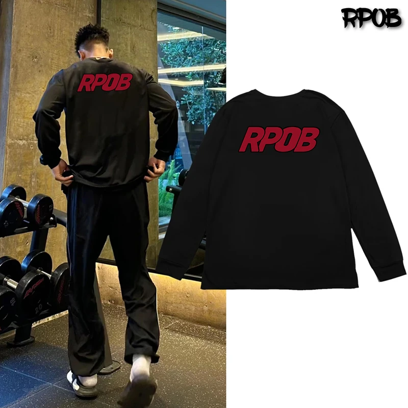 RPOB美式速干长袖t恤男篮球投篮训练服透气宽松运动上衣潮流春秋